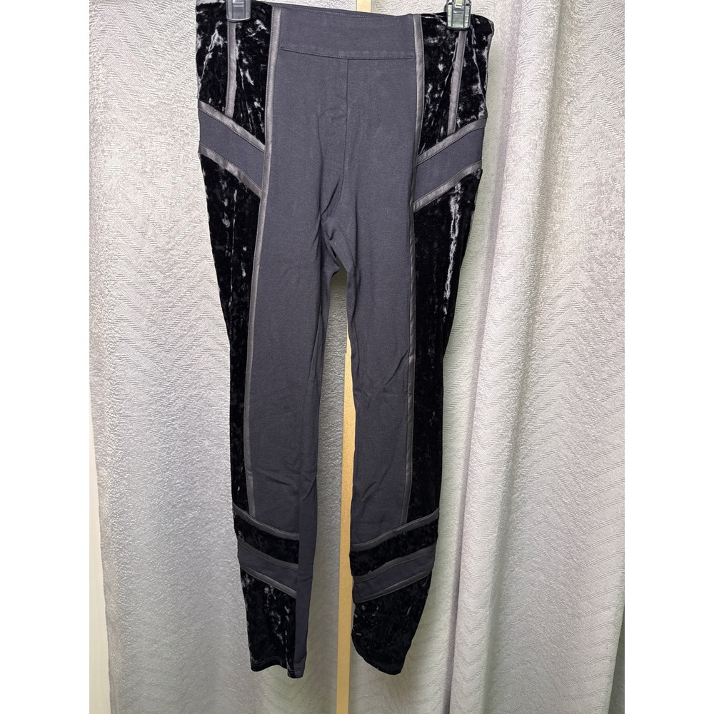 Bisou‎ Bisou Michele Bohbot Black Velvet Trim Leggings Women's Medium